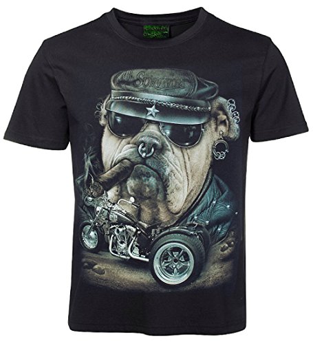 Herren Damen T-Shirt Trike Bulldogge Biker Shirt Schwarz Größe XL von Blackshirt Company