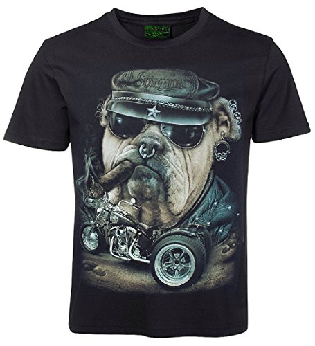 Herren Damen T-Shirt Trike Bulldogge Biker Shirt Schwarz Größe XXL von Blackshirt Company