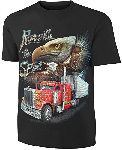 Herren Damen T-Shirt Truck Adler with The Spirit Trucker Shirt Schwarz Größe XXL von Blackshirt Company