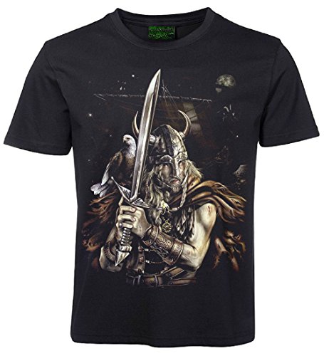 Herren Damen T-Shirt Wikinger mit Adler Viking Shirt Schwarz Größe M von Blackshirt Company