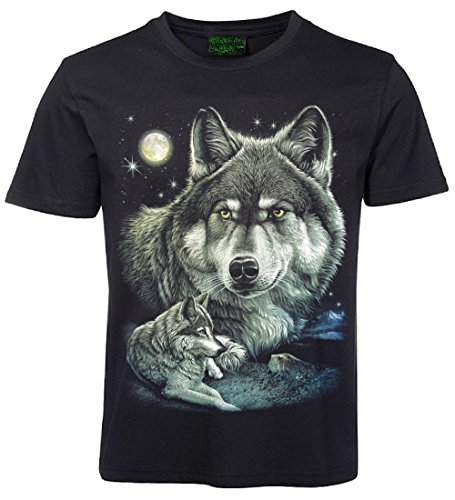 Herren Damen T-Shirt Wolf Wolfspaar Wölfe Shirt Schwarz Größe XXL von Blackshirt Company