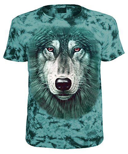 Herren Damen T-Shirt Wolfskopf Wölfe Wolf Shirt Grün Größe L von Blackshirt Company