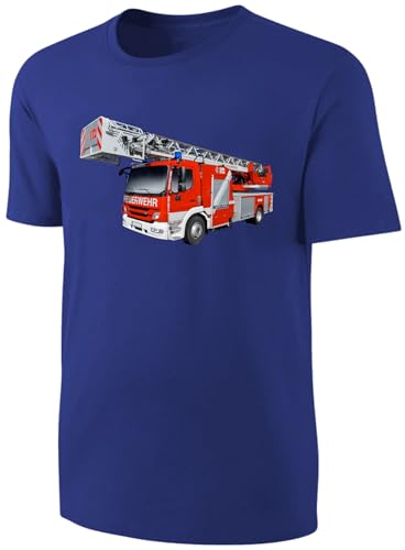 Kinder Feuerwehr T-Shirt - Feuerwehrauto Shirt - Blau Größe 164 von Blackshirt Company