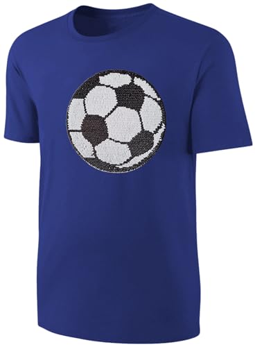 Kinder Fußball Wendepailletten T-Shirt - EM WM Jungen Jungs Streichel Shirt - Blau Größe 164 von Blackshirt Company