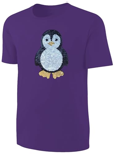 Kinder Pinguin Wendepailletten T-Shirt - Streichel-Shirt Lila Größe 164 von Blackshirt Company