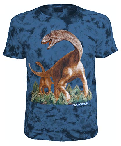 Blackshirt Company Kinder T-Shirt Dinosaurier Diplodocus Dino Batik Shirt Größe 128 von Blackshirt Company