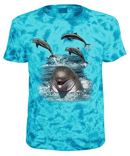 Blackshirt Company Kinder T-Shirt Delfin Batik Delfine Shirt Größe 128 von Blackshirt Company