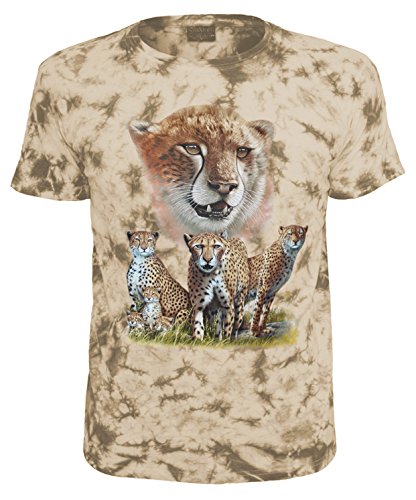 Blackshirt Company Kinder T-Shirt Gepard Batik Geparden Shirt Größe 140 von Blackshirt Company