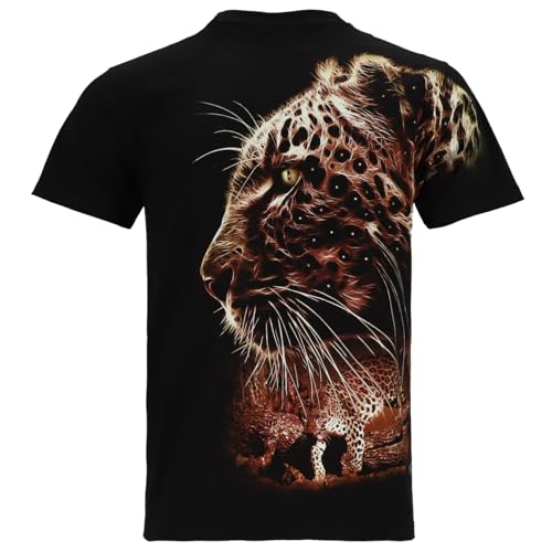 T-Shirt Jaguar Leopard - Damen Herren Raubkatzen Shirt - Schwarz Größe S von Blackshirt Company