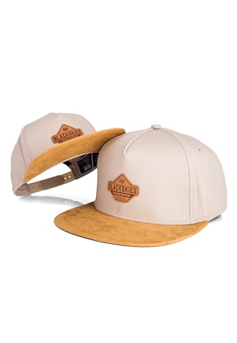 Blackskies® Essentials Snapback Cap - 2er-Set Eltern Kinder - Partnerlook Baseball Cap Mutter-Vater-Kind Geschenk Mini-Me Basecap Papa-Sohn & Mama-Tochter Beige-Braun-Braun - 49-54 cm von Blackskies