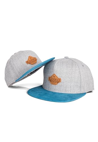 Blackskies® Essentials Snapback Cap - 2er-Set Eltern Kinder - Partnerlook Baseball Cap Mutter-Vater-Kind Geschenk Mini-Me Basecap Papa-Sohn & Mama-Tochter Grau-Hellblau - 49-54 cm von Blackskies