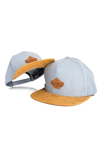 Blackskies® Essentials Snapback Cap - 2er-Set Eltern Kinder - Partnerlook Baseball Cap Mutter-Vater-Kind Geschenk Mini-Me Basecap Papa-Sohn & Mama-Tochter Hellblau-Braun - 49-54 cm von Blackskies