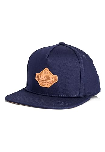 Blackskies® Essentials Snapback Cap Kinder | Kids-Basecap Jungen & Mädchen, Stylische Kappe, Coole Mütze, Geburt, Taufe, Baseball, Schirmmütze - Dunkelblau-Braun L von Blackskies