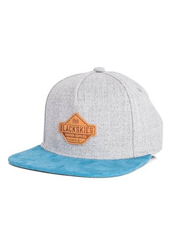 Blackskies® Essentials Snapback Cap Kinder | Kids-Basecap Jungen & Mädchen, Stylische Kappe, Coole Mütze, Geburt, Taufe, Baseball, Schirmmütze - Grau-Hellblau-Hellblau M von Blackskies