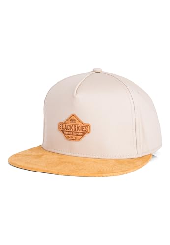 Blackskies® Essentials Snapback Cap | Schirm Unisex Premium Baseball Mütze Kappe Basecap Verstellbar One Size Herren Damen Cap - Männer Frauen Outdoor Sommer Freizeit - Beige-Braun-Braun von Blackskies