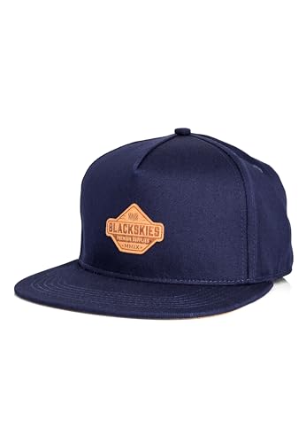 Blackskies® Essentials Snapback Cap | Schirm Unisex Premium Baseball Mütze Kappe Basecap Verstellbar One Size Herren Damen Cap - Männer Frauen Outdoor Sommer Freizeit - Dunkelblau-Dunkelblau-Braun von Blackskies