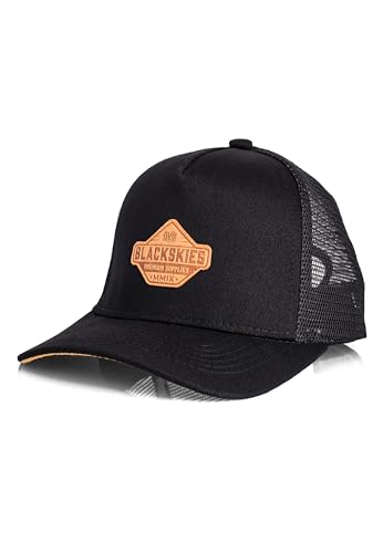 Blackskies® Essentials Trucker Baseball Cap Kinder | Kids-Basecap Jungen & Mädchen, Stylische Kappe, Coole Mütze, Geburt, Taufe, Schirmmütze - Schwarz-Braun L von Blackskies