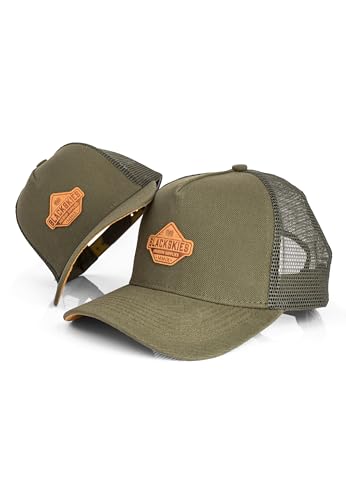 Blackskies® Essentials Trucker Cap - 2er-Set Eltern Kinder - Partnerlook Baseball Cap Mutter-Vater-Kind Geschenk Mini-Me Basecap Papa-Sohn & Mama-Tochter Grün-Braun - 45-49 cm von Blackskies