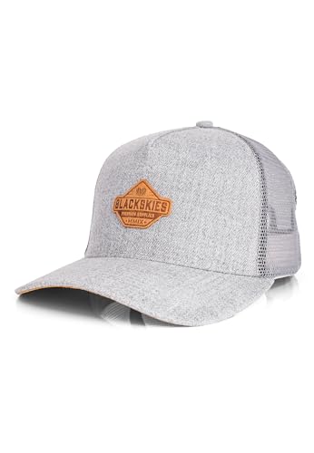 Blackskies® Essentials Trucker Cap | Unisex Baseball Mütze Kappe Herren Damen Skater Mesh - Basecap Männer Frauen Streetwear Outdoor Sommer Freizeit - Grau-Grau-Hellblau von Blackskies