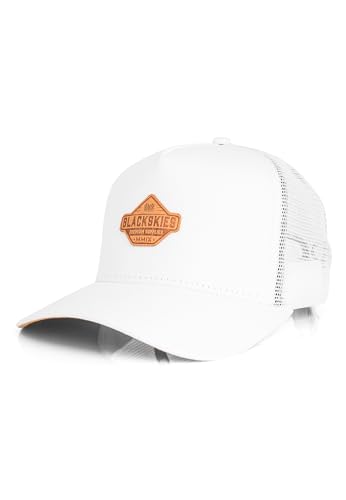 Blackskies® Essentials Trucker Cap | Unisex Baseball Mütze Kappe Herren Damen Skater Mesh - Basecap Männer Frauen Streetwear Outdoor Sommer Freizeit - Weiß-Weiß-Braun von Blackskies