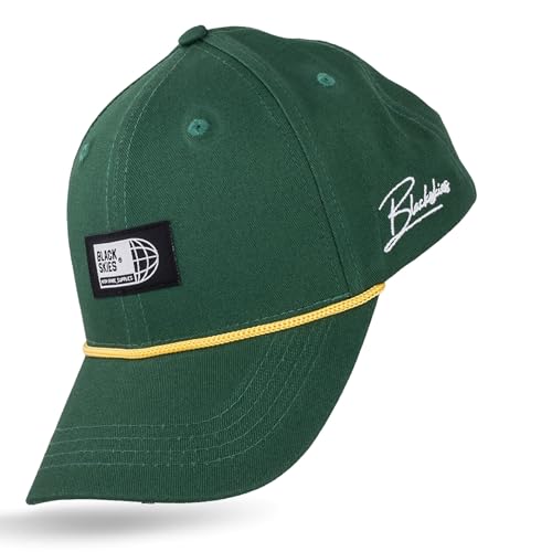 Blackskies® High Grade Classic Baseball Cap | Unisex Stnapback Mütze Kappe Herren Damen Basecap Curved Polo Hat - Grün-Gold Cap - Männer Frauen Streetwear Outdoor Sommer Freizeit von Blackskies