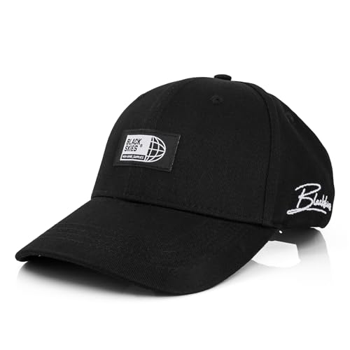 Blackskies® High Grade Classic Baseball Cap | Unisex Stnapback Mütze Kappe Herren Damen Basecap Curved Polo Hat - Schwarz Cap - Männer Frauen Streetwear Outdoor Sommer Freizeit von Blackskies
