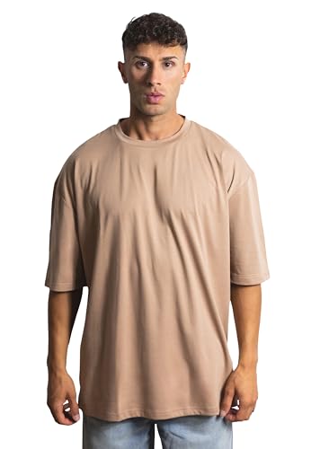 Blackskies® Oversize T-Shirt Herren Damen | Unisex Streetwear - Lässiges Basic Kurzarm-Longshirt - Freizeit Fashion & perfekte Passform - Desert - Größe L von Blackskies
