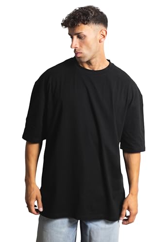 Blackskies® Oversize T-Shirt Herren Damen | Unisex Streetwear - Lässiges Basic Kurzarm-Longshirt - Freizeit Fashion & perfekte Passform - Schwarz - Größe XL von Blackskies