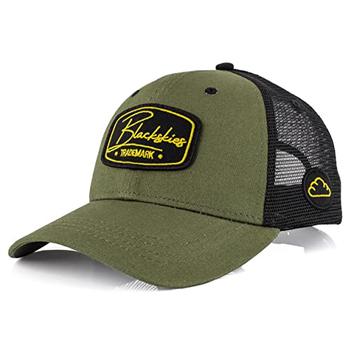 Blackskies® Race Baseball Cap | Herren Damen Premium Trucker Cap | Snapback Schirm Mütze Kappe Basecap Olive-Schwarz-Olive von Blackskies