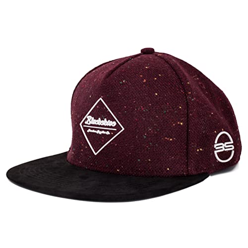 Blackskies Ares Snapback Cap | Herren Damen Schirm Premium Baseball Mütze Kappe Wolle Fischgräten - Weinrot Schwarz von Blackskies