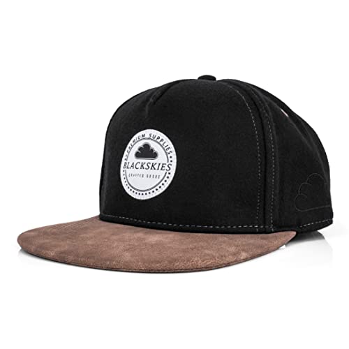 Blackskies® Behemoth Snapback Cap | Unisex Baseball Mütze Kappe Herren Damen Basecap Nubuck - Schwarz Braun von Blackskies