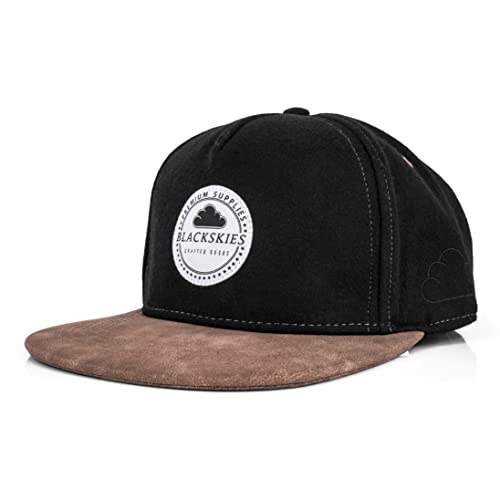 Blackskies® Behemoth Snapback Cap | Unisex Baseball Mütze Kappe Herren Damen Basecap Nubuck - Schwarz Braun Cap - Männer Frauen Streetwear Outdoor Sommer Freizeit von Blackskies
