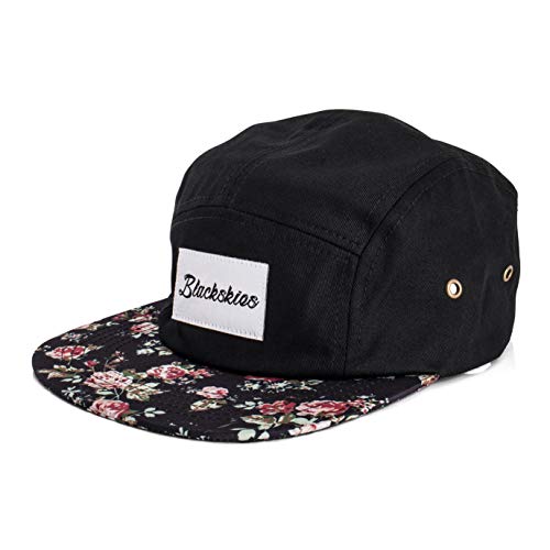 Blackskies Black Beauty 5-Panel Cap Rose Schwarz mit Blumen Unisex Baseball Mütze von Blackskies