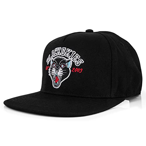 Blackskies Black Panther Snapback Cap | Herren Damen Schirm Premium Baseball Mütze Wildkatze Kappe Basecap Kappe Tattoo Old School - Schwarz von Blackskies