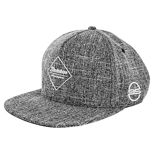 Blackskies® Chronos Snapback Cap | Herren und Damen Schirm Kappe | Premium Baseball Mütze Basecap Gum Spot Brand Logo Wolle Grau-Weiß von Blackskies
