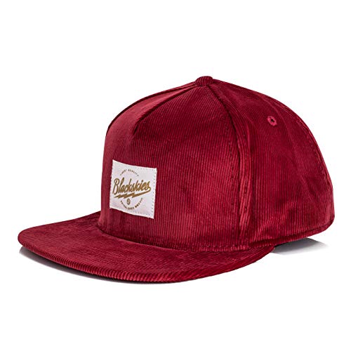 Blackskies Crimson Snapback Cap | Damen Herren Baseball Mütze Kappe Surfer Skater Basecap Weinrot Kord von Blackskies