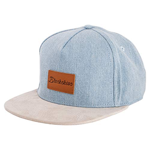 Blackskies Denim Beast Snapback Cap | Herren Damen Schirm Premium Baseball Mütze Kappe Jeans Kappe - Blau von Blackskies