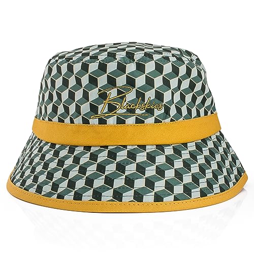 Blackskies® Designer Bucket Hat | Unisex Sonnenhut Fischerhut Geometic Luxury Würfel Artwork Grün von Blackskies