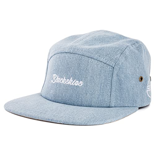 Blackskies® EOS 5-Panel Cap | Camp Damen Herren Baseball Mütze Kappe Surfer Skater Snapback Strapback Jeans Denim Hellblau von Blackskies