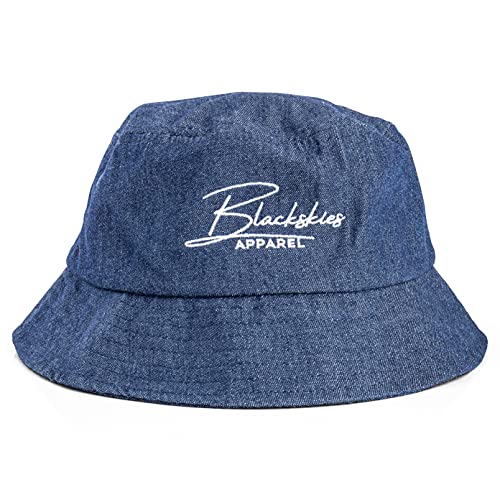 Blackskies® EOS Bucket Hat | Damen Herren Jeans Sonnenhut | Fischerhut aus Denimstoff | Sommerhut für UrlaubDunkelblau von Blackskies