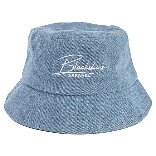 Blackskies® EOS Bucket Hat | Damen Herren Jeans Sonnenhut | Fischerhut aus Denimstoff | Sommerhut für Urlaub Hellblau von Blackskies