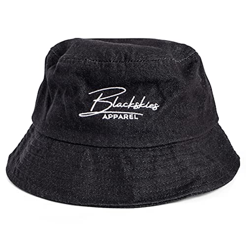 Blackskies® EOS Bucket Hat | Damen Herren Jeans Sonnenhut | Fischerhut aus Denimstoff | Sommerhut für Urlaub Schwarz von Blackskies