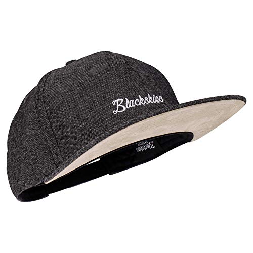 Blackskies® EOS Snapback Cap | Herren Damen Jeans Basecap mit Schirm | Unisex Premium Baseball Mütze Kappe aus Denim - Schwarz von Blackskies