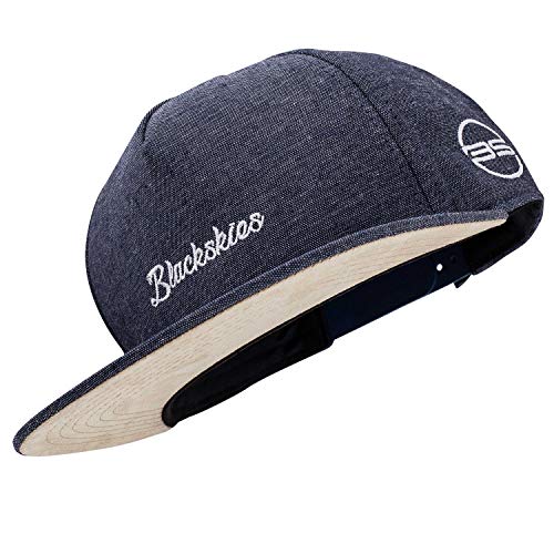 Blackskies® EOS Snapback Cap | Herren Damen Jeans Basecap mit Schirm | Unisex Premium Baseball Mütze Kappe aus Denim - Dunkelblau von Blackskies