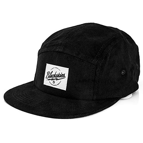 Blackskies Ebony 5-Panel Cap Camp Damen Herren Baseball Mütze Kappe Surfer Skater Snapback Strapback Schwarz Kord von Blackskies