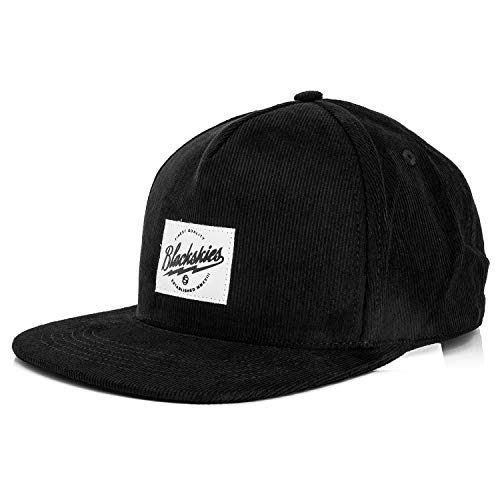 Blackskies® Ebony Snapback Cap | Damen Herren Baseball Mütze Kappe Surfer Skater Basecap Schwarz Kord von Blackskies