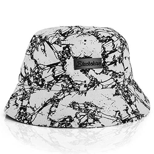 Blackskies® Fenrir Bucket Hat | Unisex Sonnenhut Fischerhut Anglerhut Herren Damen Schwarz Marmor von Blackskies