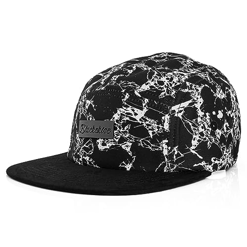Blackskies® Fenrir Vol. II 5-Panel Cap Camp Damen Herren Baseball Mütze Kappe Surfer Skater Snapback Strapback Marmor Schwarz von Blackskies