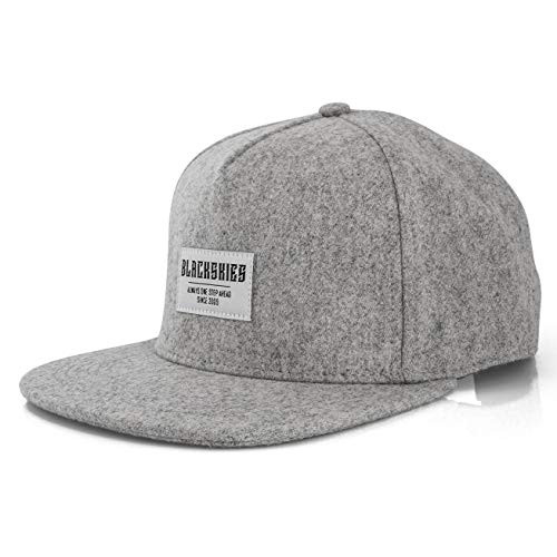 Blackskies Glacier Snapback Cap | Damen Herren Baseball Mütze Kappe Surfer Skater Basecap Grau Wolle von Blackskies