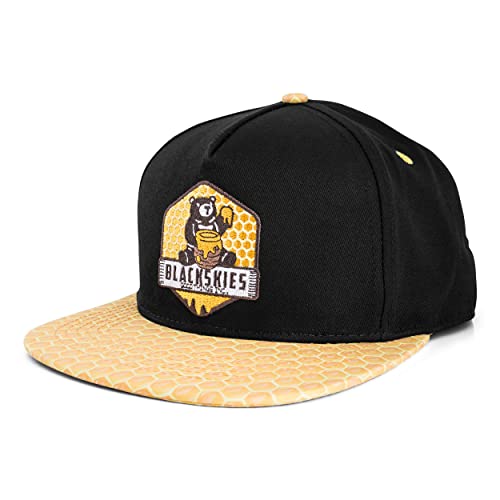 Blackskies Good Things Inc. Snapback Cap | Damen Herren Baseball Mütze Kappe Basecap Schwarz Wabe Gold Honig Bär Biene von Blackskies